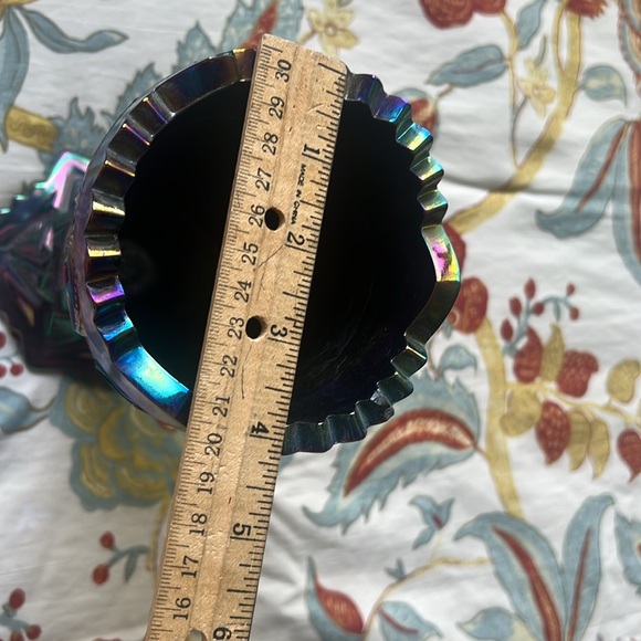 Vintage Blue Purple Carnival Glass Vase